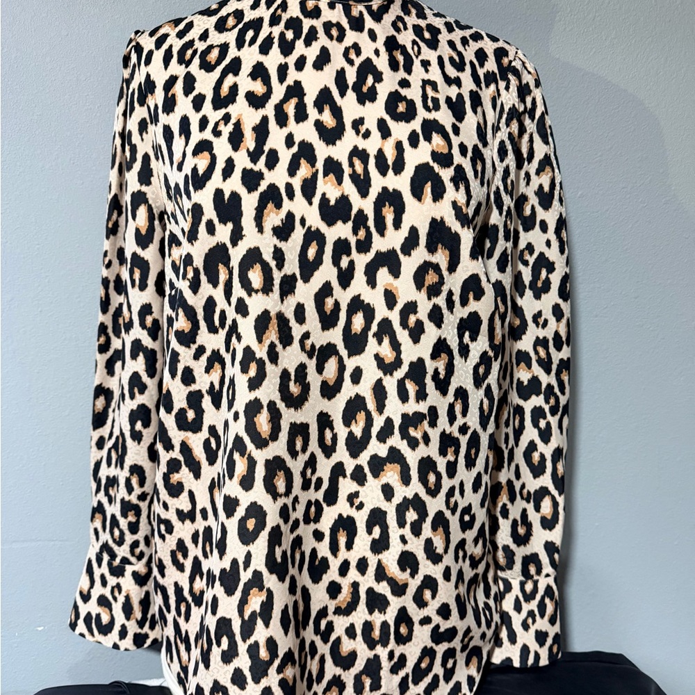 Ann Taylor Leopard Print Blouse in Cream, Black, Tan
